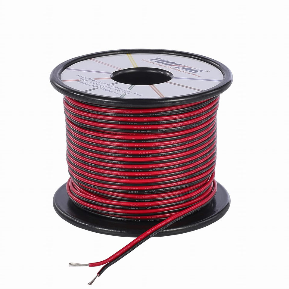 TUOFENG 22AWG wire spool for LED projects showing length and flexibility