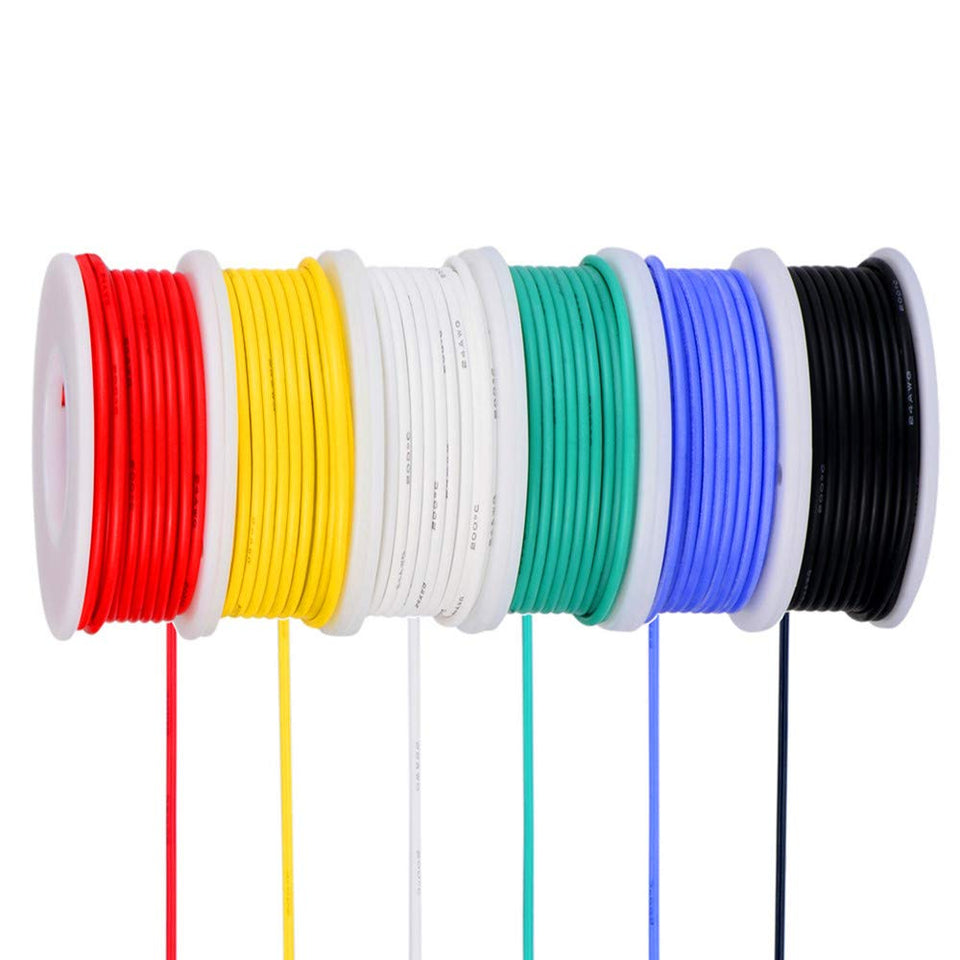 TUOFENG 26 AWG silicone wire in black for flexible power connections.