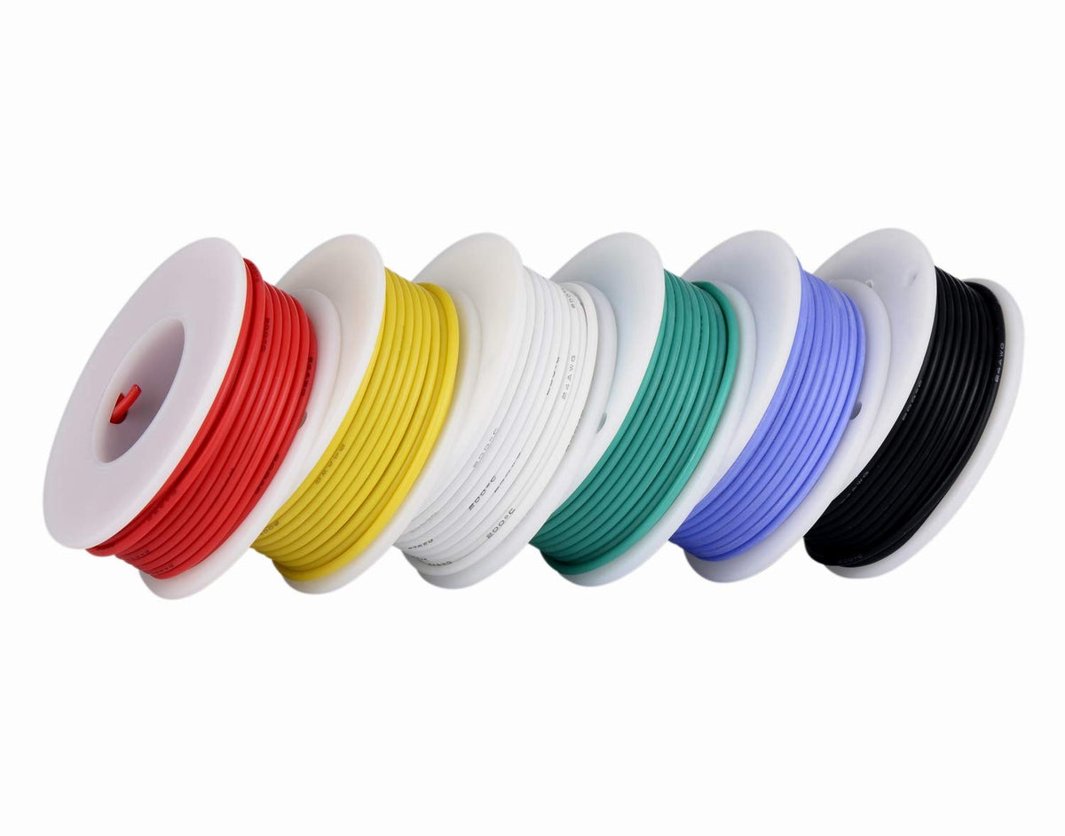 TUOFENG 26 AWG silicone wire in green for low-impedance LED and sensor links.