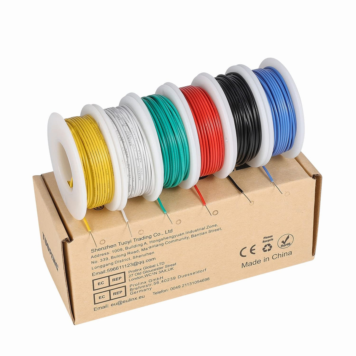TUOFENG 26 AWG solid core red hookup wire for precise prototyping and tidy wiring