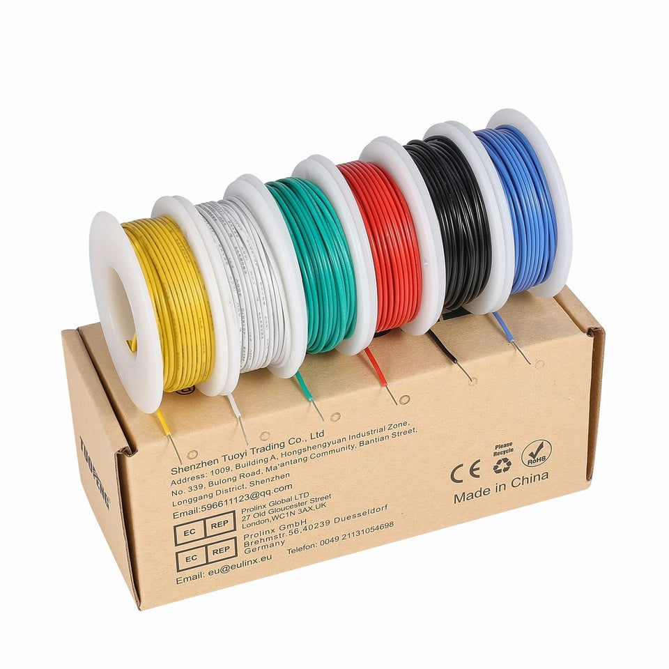 TUOFENG 26 AWG solid core red hookup wire for precise prototyping and tidy wiring