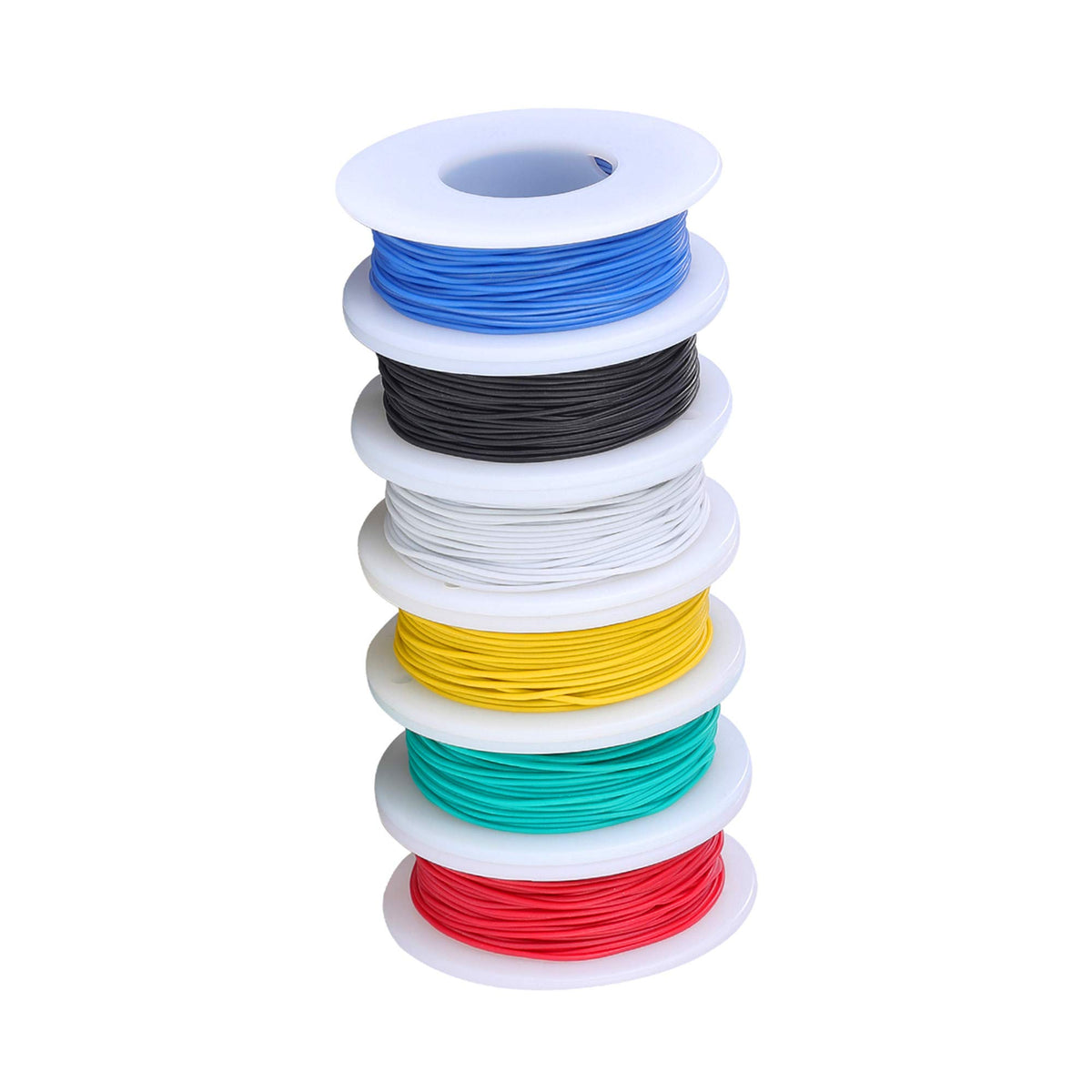 TUOFENG 30 AWG white silicone wire spool shows clean, low-impedance connections for tight layouts