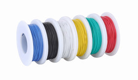 TUOFENG 30 AWG solid core wire black spool ideal for compact wiring and color-coded tracing.