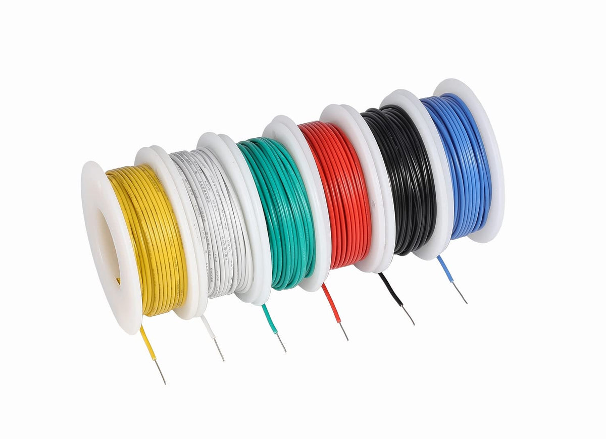 TUOFENG 30 AWG solid core wire red spool for precise prototyping and breadboard work.