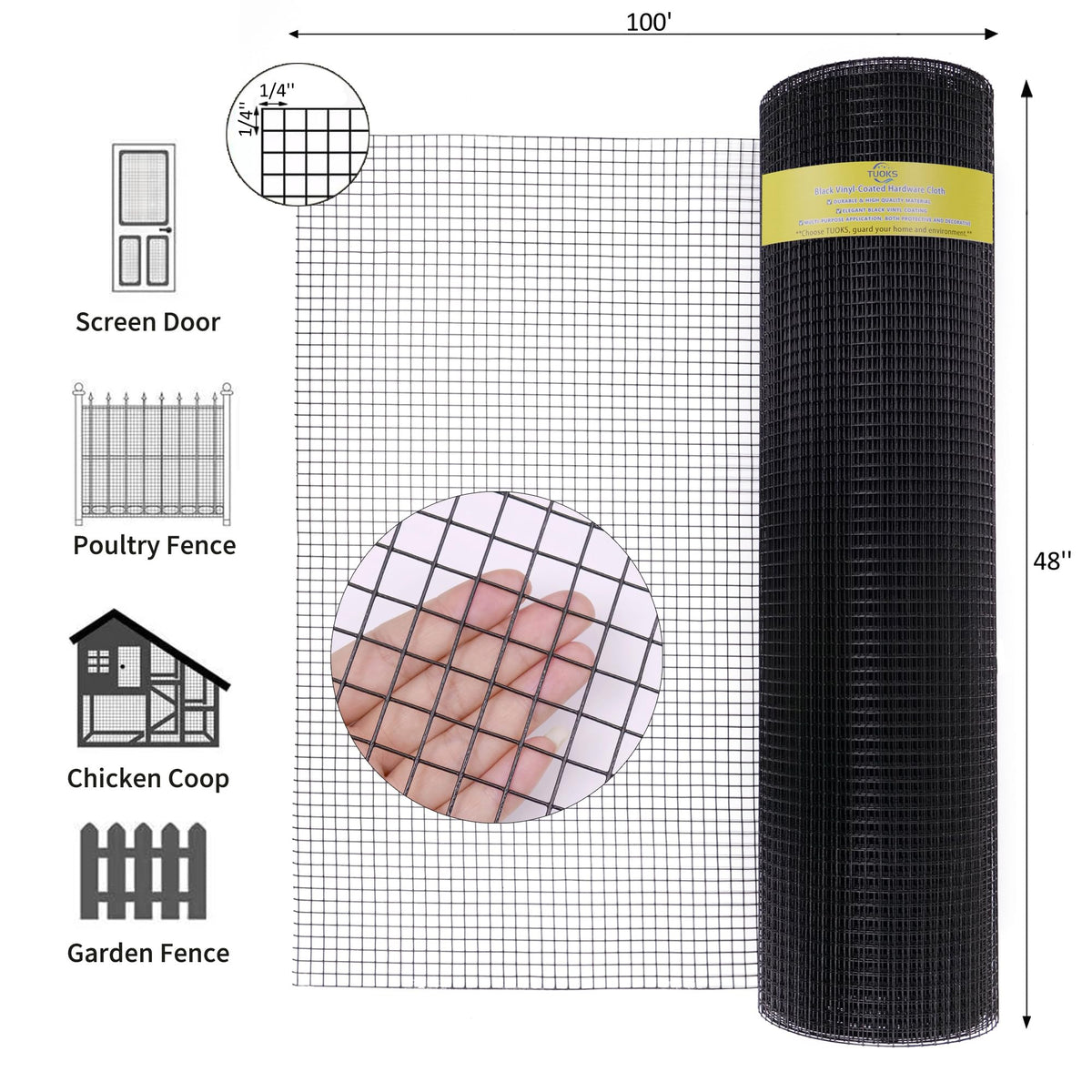 TUOKS hardware cloth rolled mesh 48x100 ft for easy deployment