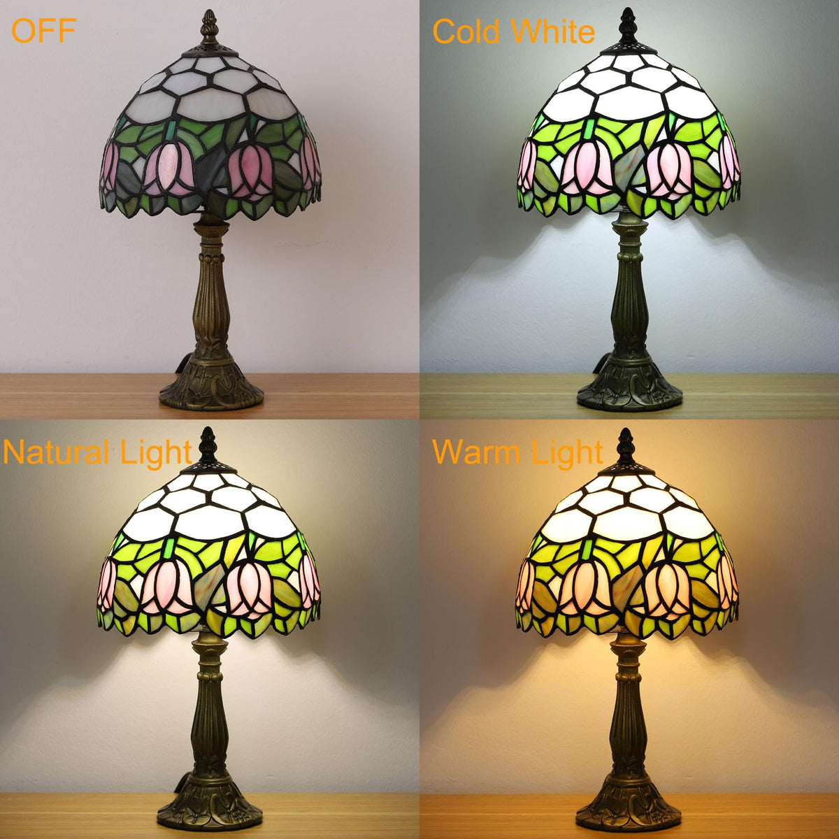 tuomoxte pink stained-glass shade adds artistic light to living rooms.