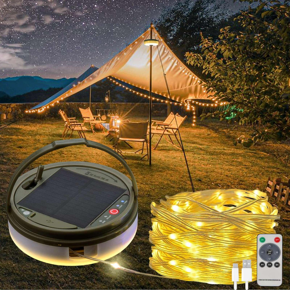 TuoPuLife lantern setup for warm tent lighting and ambiance.