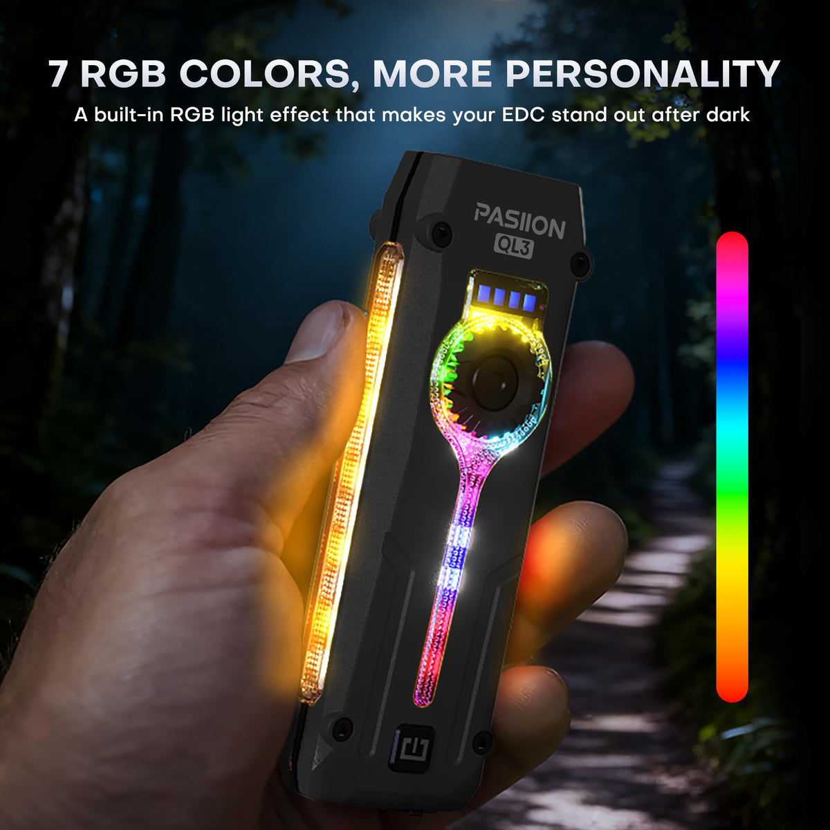 UV inspection mode on TUOWEE U V Flat EDC flashlight highlights hidden details