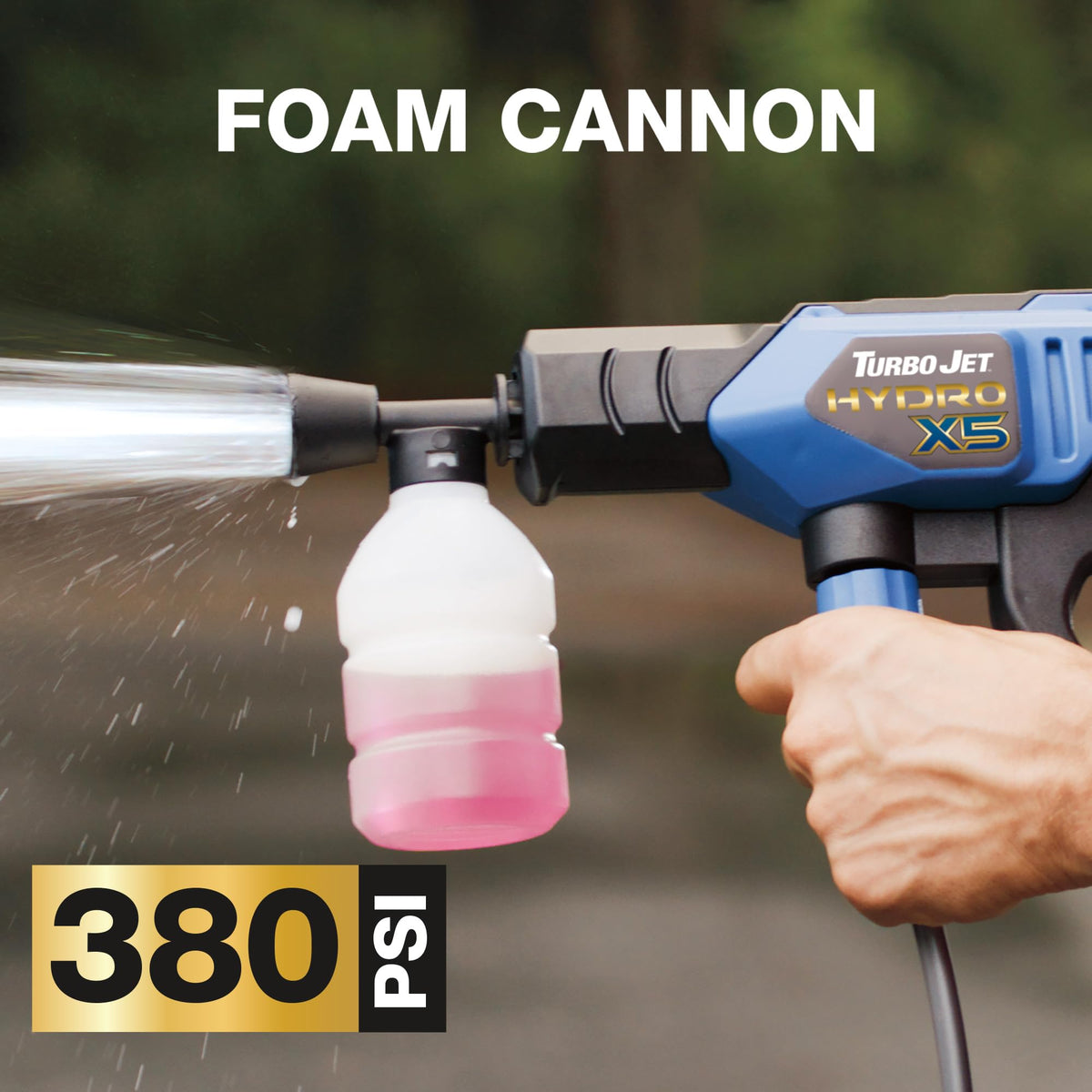 Turbo Jet HydroX5 Pro+ multi-nozzle patterns for versatile spraying.