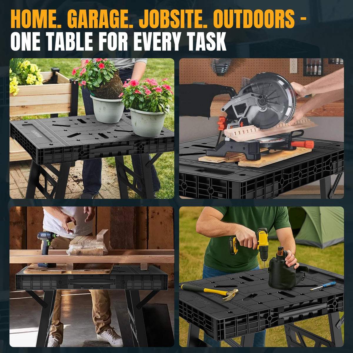 Turboforce bench dog holes enable versatile clamping options.