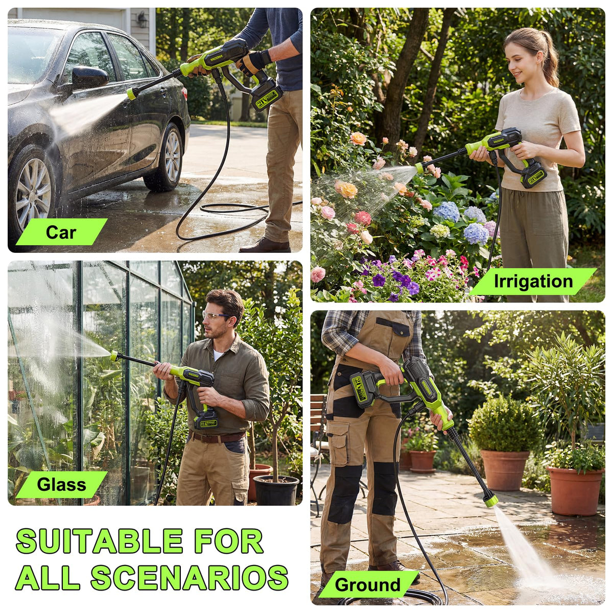 TurfPro portable-use image showcases three adjustable modes for various tasks.