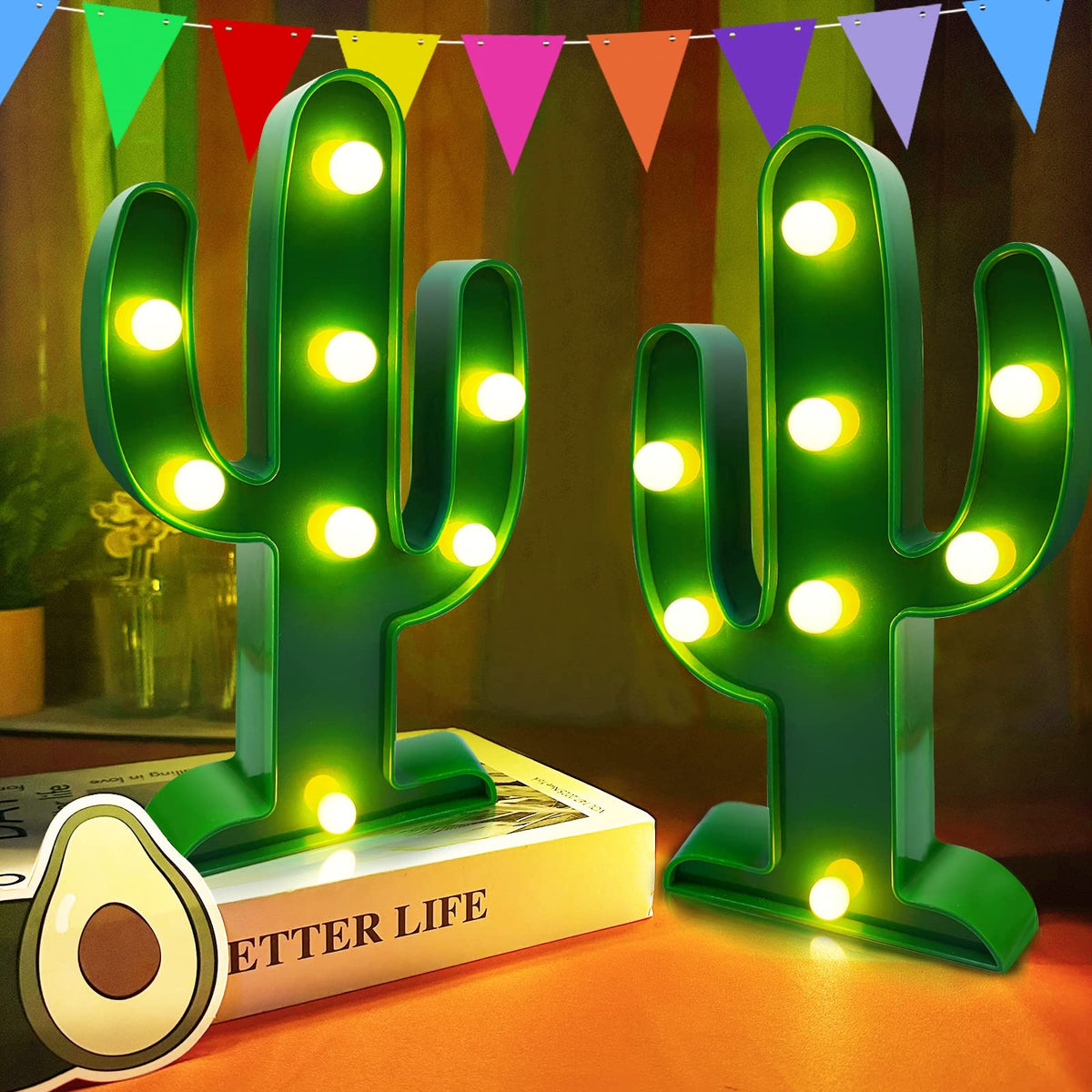 TURNMEON Cactus Light 2-Pack Tabletop setup adds bright, festive glow to your table decor.