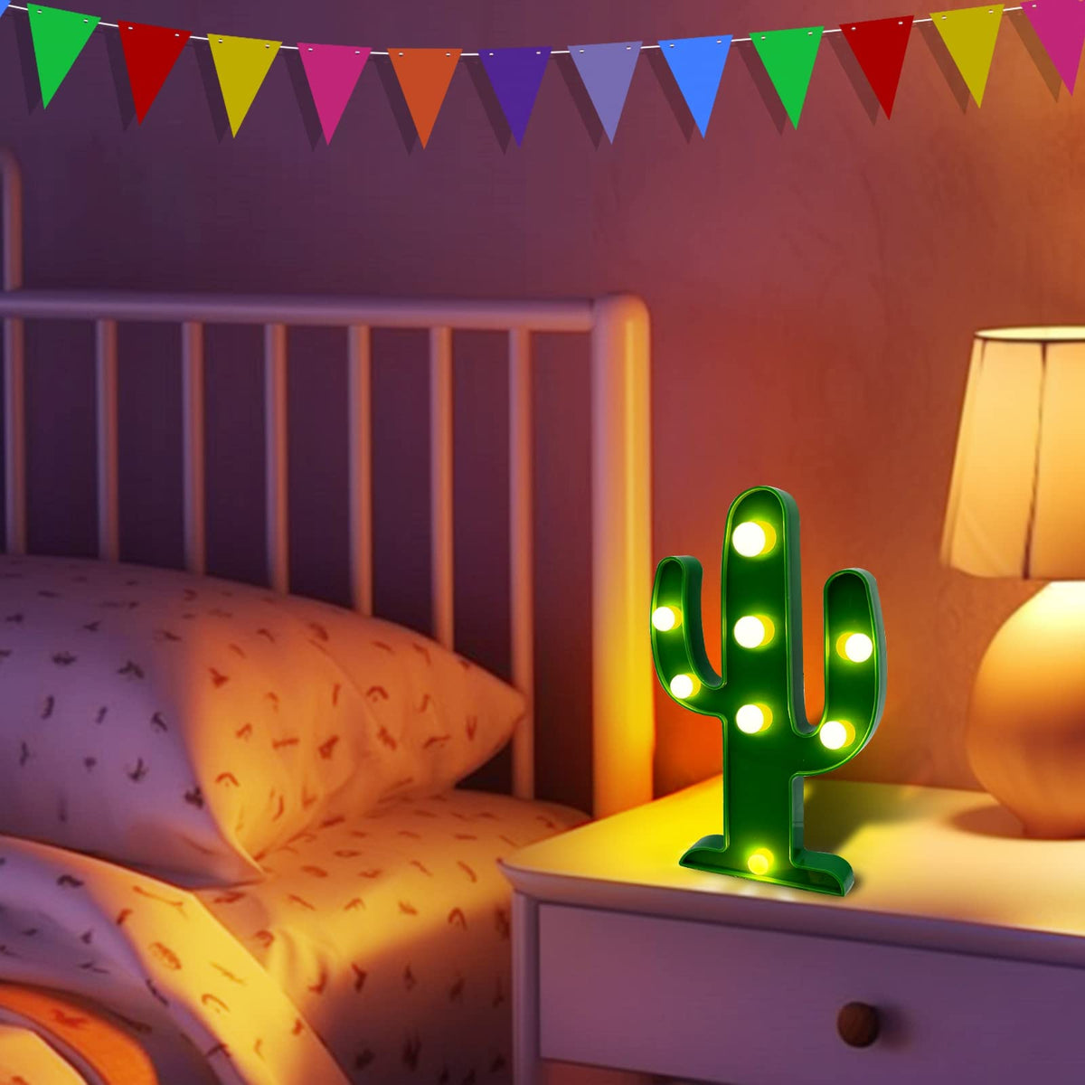 TURNMEON Cactus Light 8-LED Warm White creates a cozy ambiance for any room.