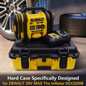 Turokacase waterproof case shields DEWALT inflator from dust and rain.