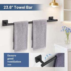 TURS 23.6-inch towel bar in matte black adds modern style and practical drying space.