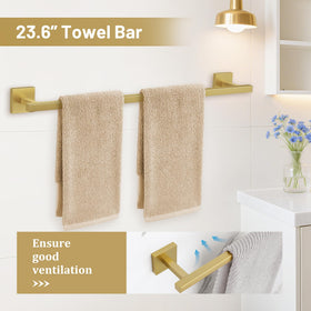 TURS Brushed Gold 5-Piece Set towel ring for neat towels