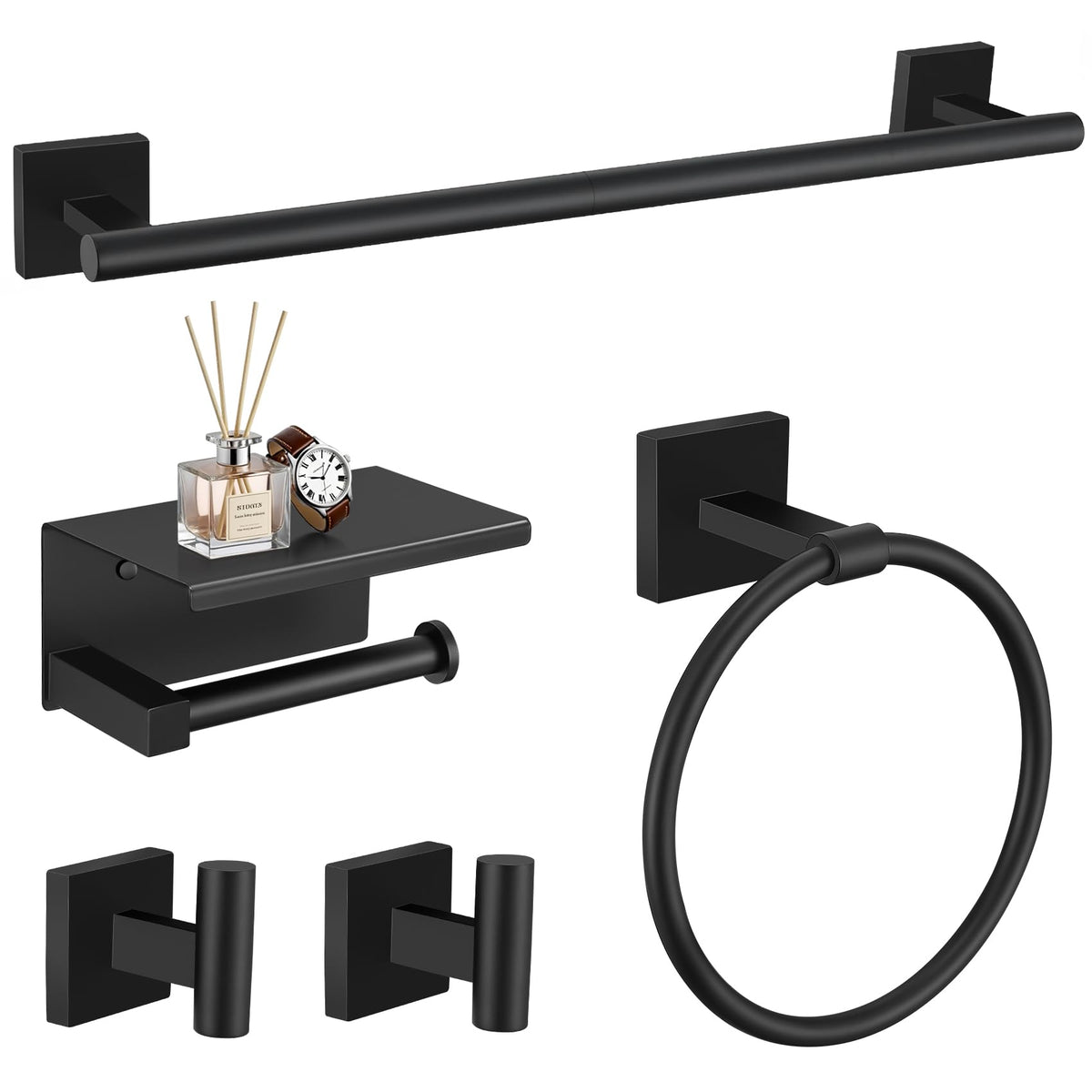 TURS matte black towel bar for durable, rust-resistant daily use.