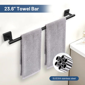 TURS matte black towel ring keeps towels neatly within reach.