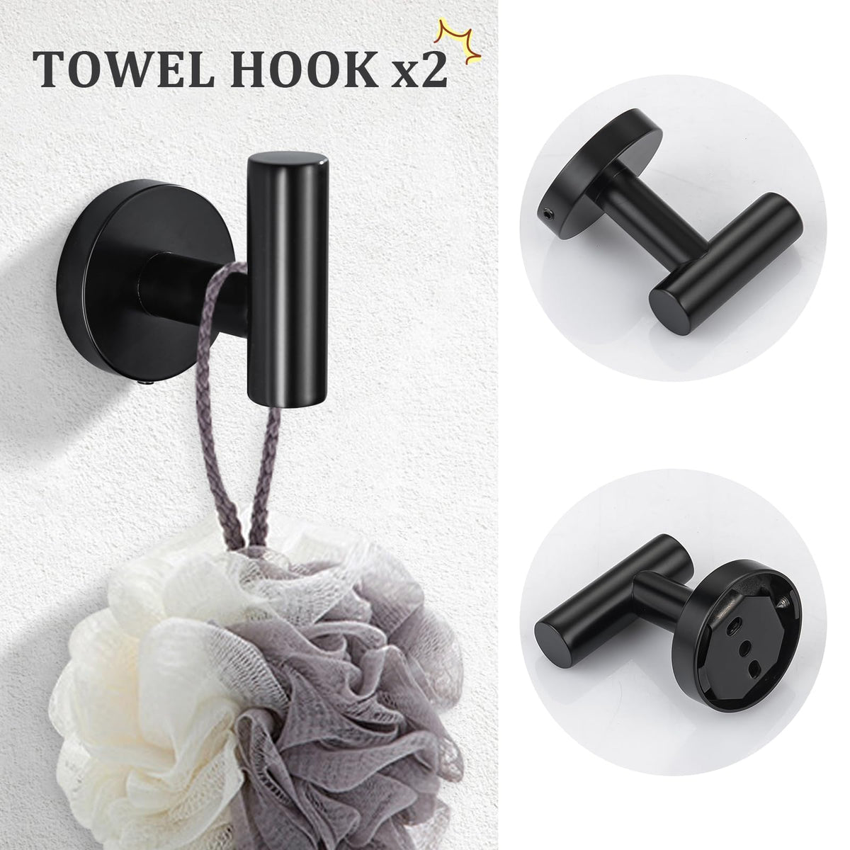 TURS wall mounted bathroom hardware in matte black for a cohesive kitchen and bath look.