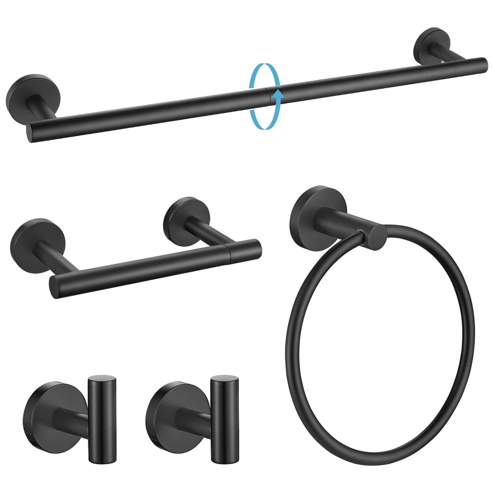 TURS Matte Black 24-inch towel bar for organized, stylish bathrooms