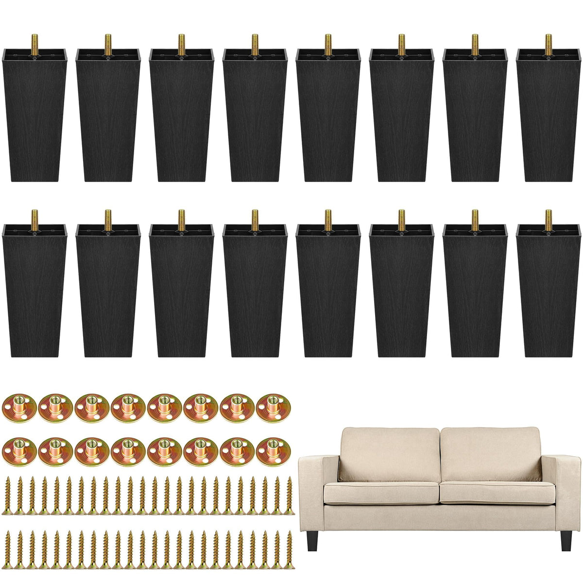 TURSTIN 16-pack furniture legs with 5.7 inch height ready to install