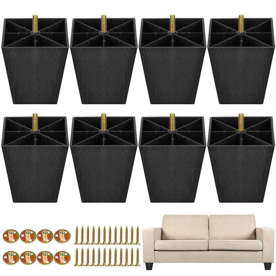 TURSTIN 4-inch plastic furniture leg in black for stable sofa support