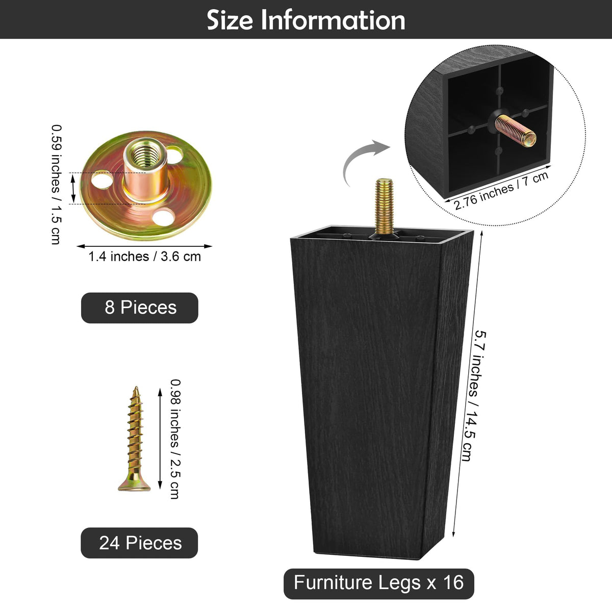Includes screws and M8 T-nuts for TURSTIN legs installation