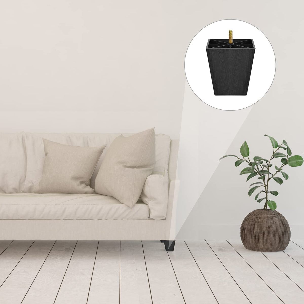 High-density plastic TURSTIN legs provide sturdy support for furniture