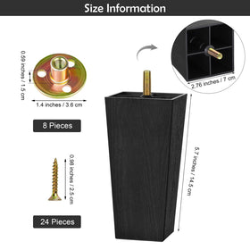 TURSTIN square tapered feet with included hardware for quick setup