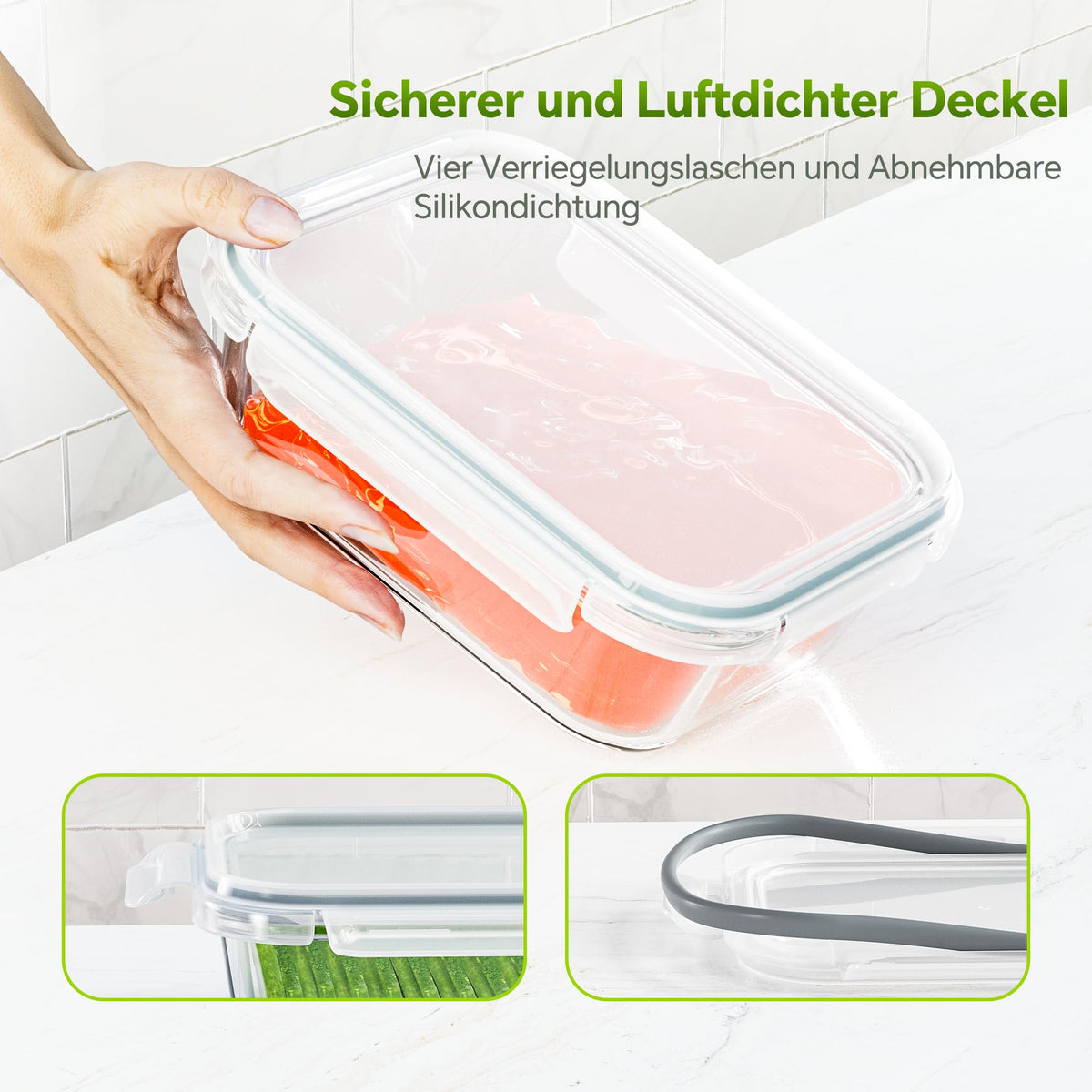 TUSEASY airtight snap-lock lids with silicone seal prevent leaks during transport.