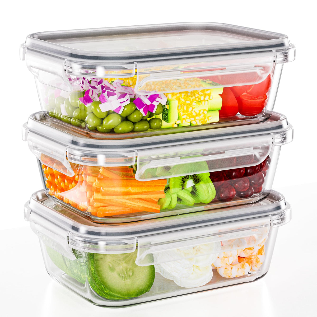 TUSEASY borosilicate glass containers with lids, 35 oz, ideal for meal prep and leftovers.