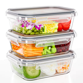 TUSEASY borosilicate glass containers with lids, 35 oz, ideal for meal prep and leftovers.