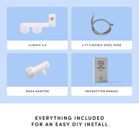 TUSHY Classic 3.0 non-electric installation shown, tool-free setup.