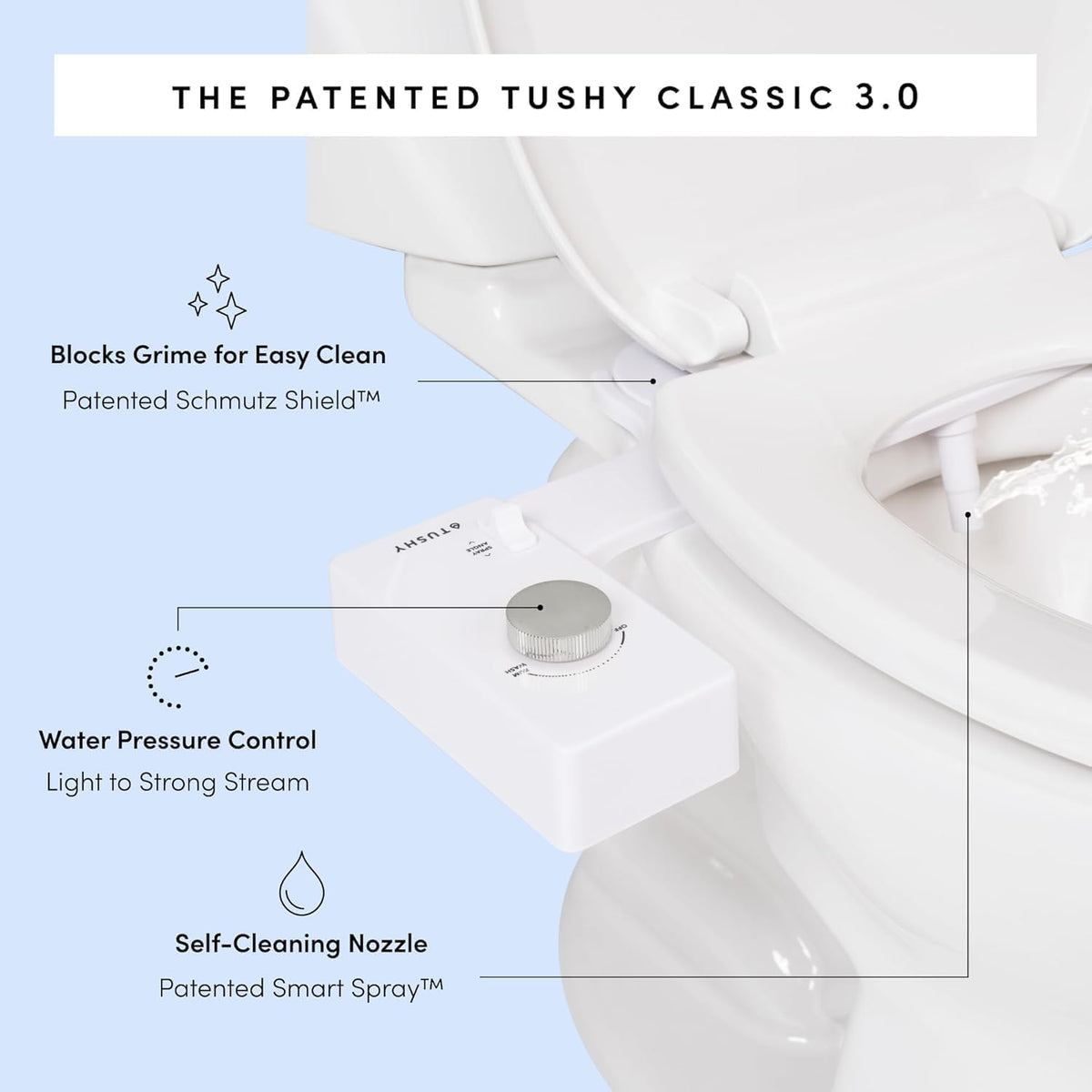TUSHY Classic 3.0 seat mounting hardware shown for secure attachment