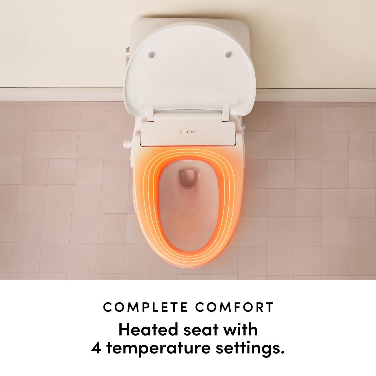 TUSHY Cloud+ heated seat provides four temperature levels for comfort.