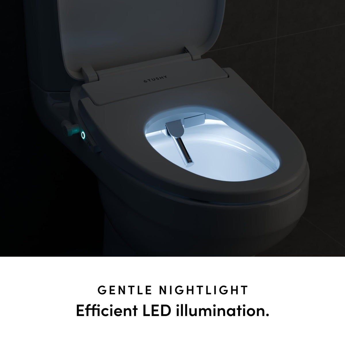 TUSHY Cloud+ self-cleaning stainless steel nozzle and hygienic seat.