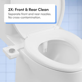 TUSHY Fresh Dual Nozzle self-cleaning helps maintain hygiene between uses