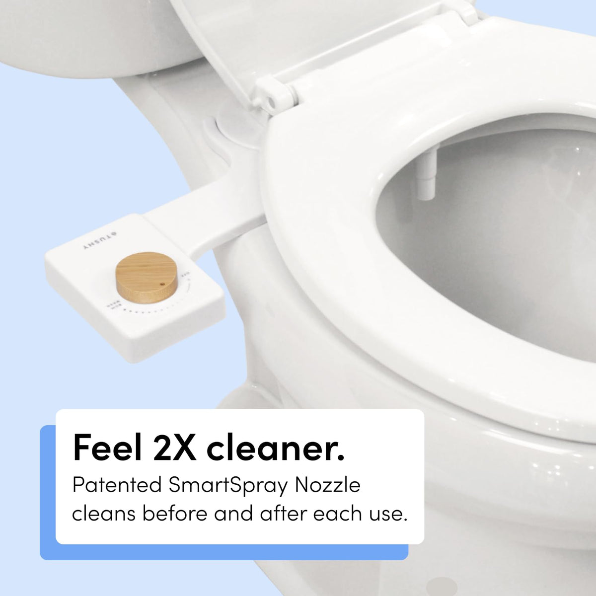 TUSHY Smart Nozzle rinse demonstrating automatic self-cleaning