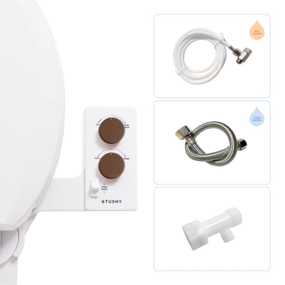 TUSHY spa setup with sink connection enabling temperature-controlled cleansing