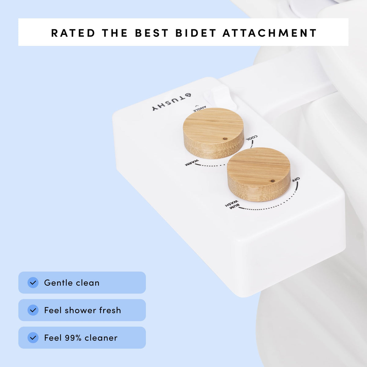 TUSHY water flow in use delivering a comfortable, steady cleanse