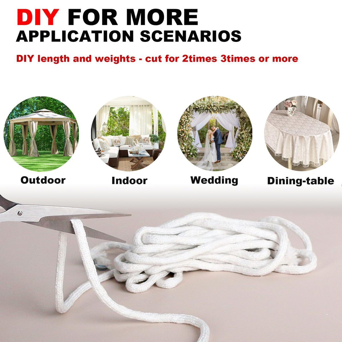 Tusirgre curtain weight tape 13 yards enables customizable density.