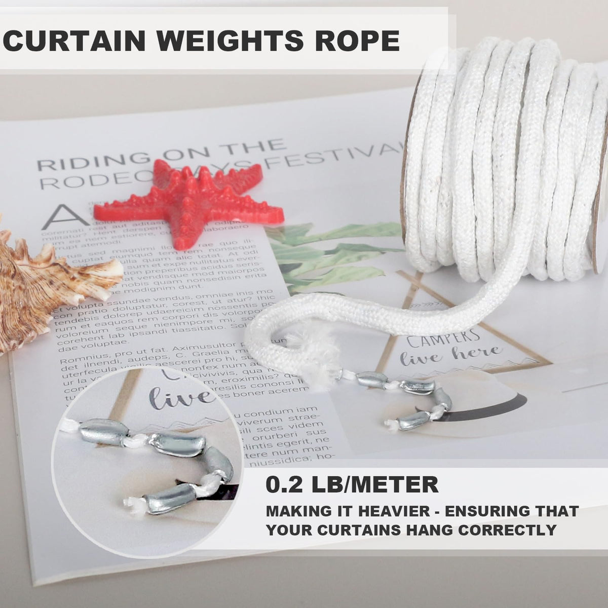 Tusirgre outdoor indoor curtain weights rope withstands varied conditions.