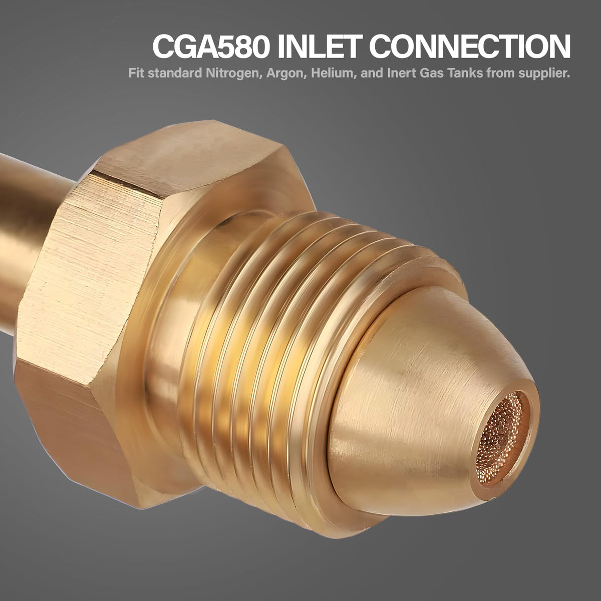Tutor Auto CGA-580 inlet fits standard nitrogen and inert gas tanks