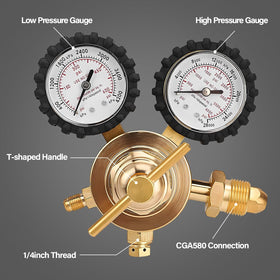 Tutor Auto regulator gauges clearly display high and low pressure readings