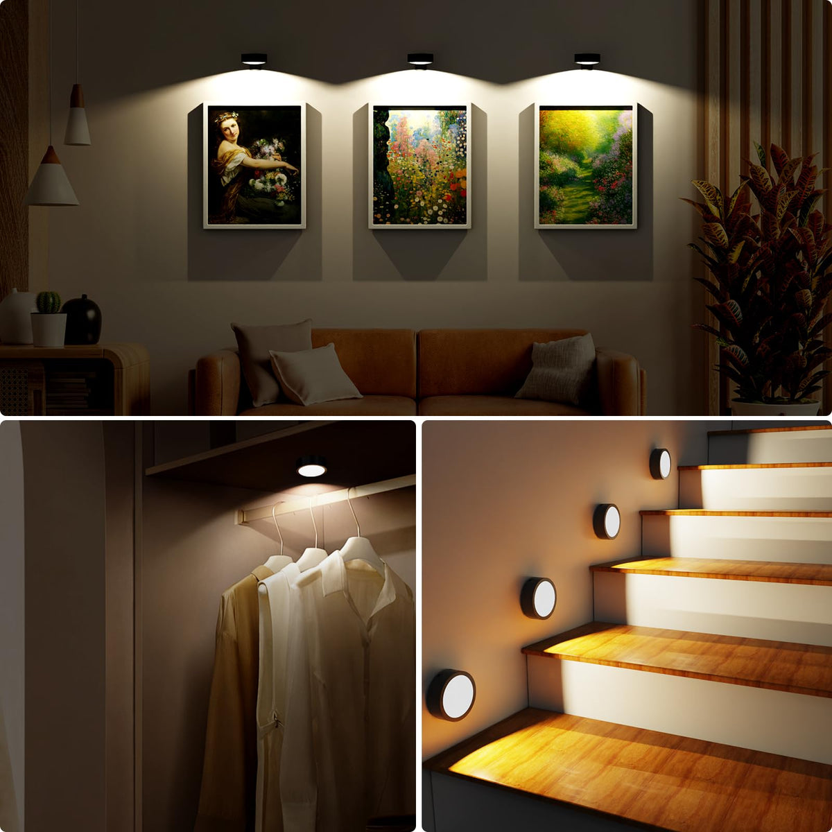 Tututry 120-degree illumination evenly brightens artwork.