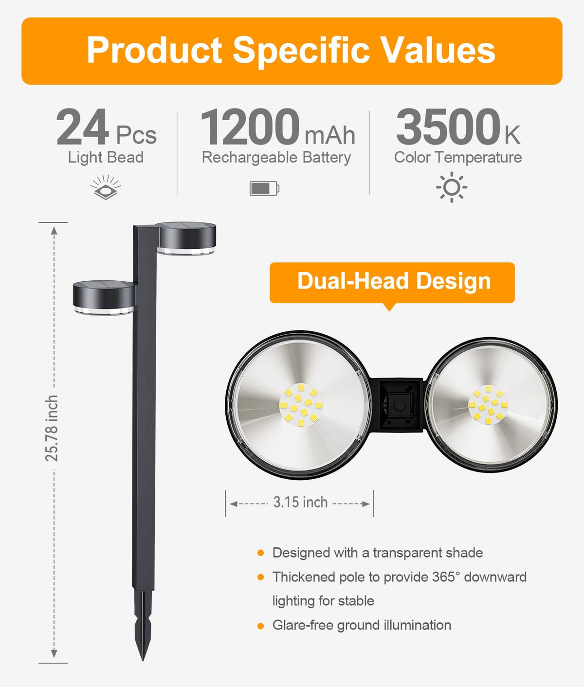 Easy-install TuyLuxe solar pathway light ready for sun exposure