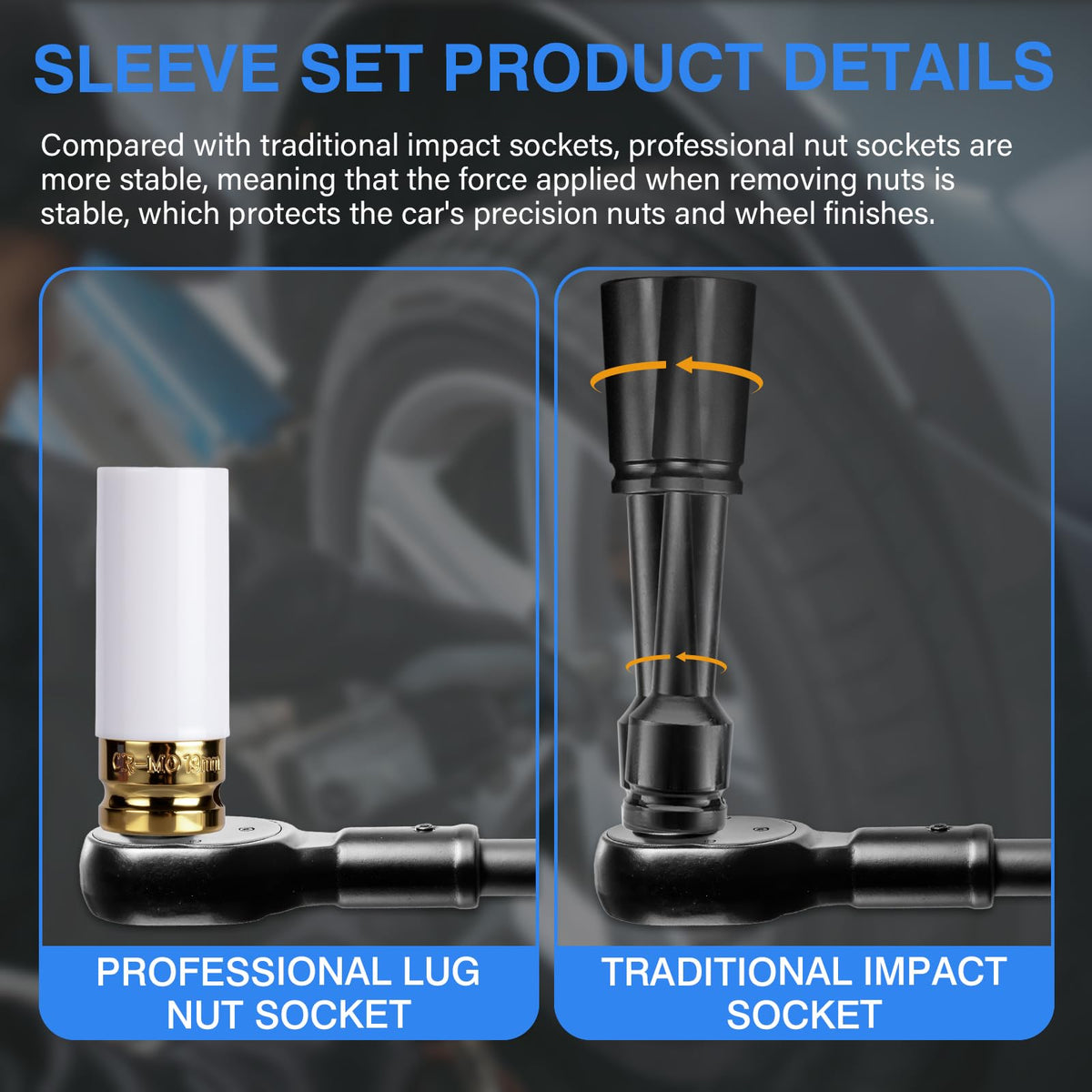 Tuzkozs CR-MO sockets deliver high torque with enhanced durability.