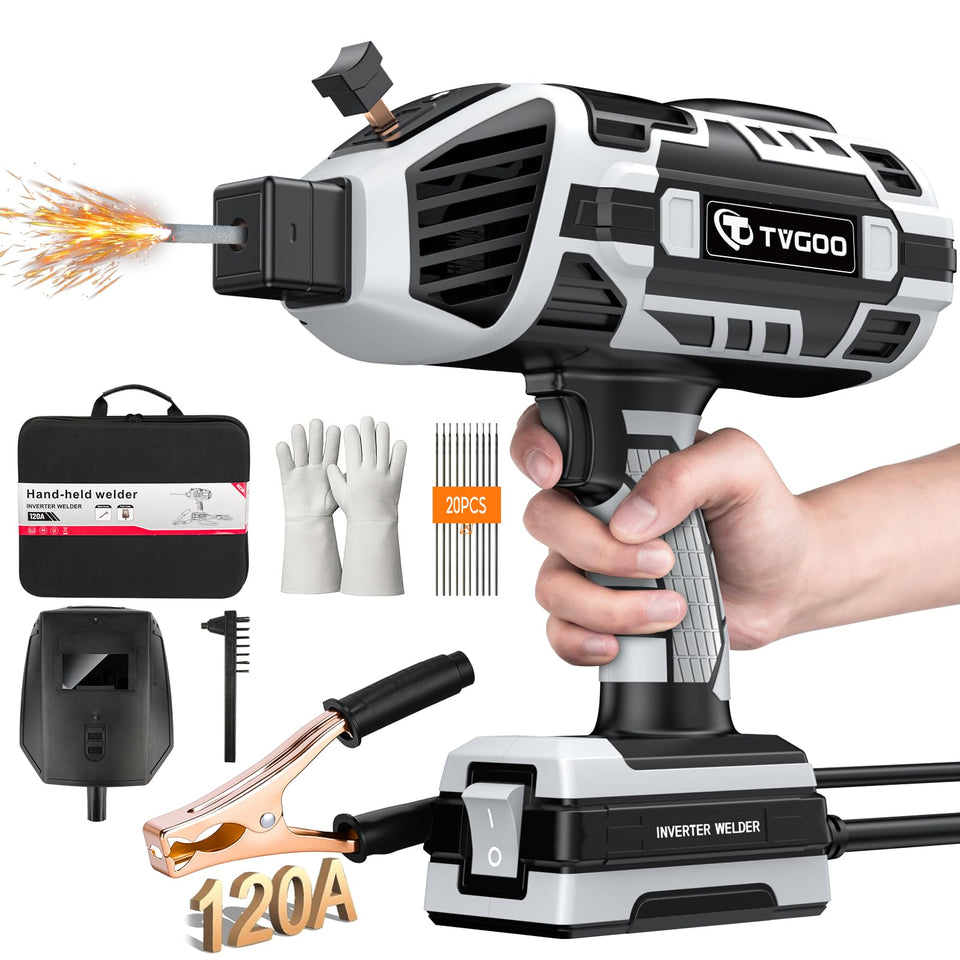 Tvgoo portable handheld welding machine front view, compact portability for on-site repairs.