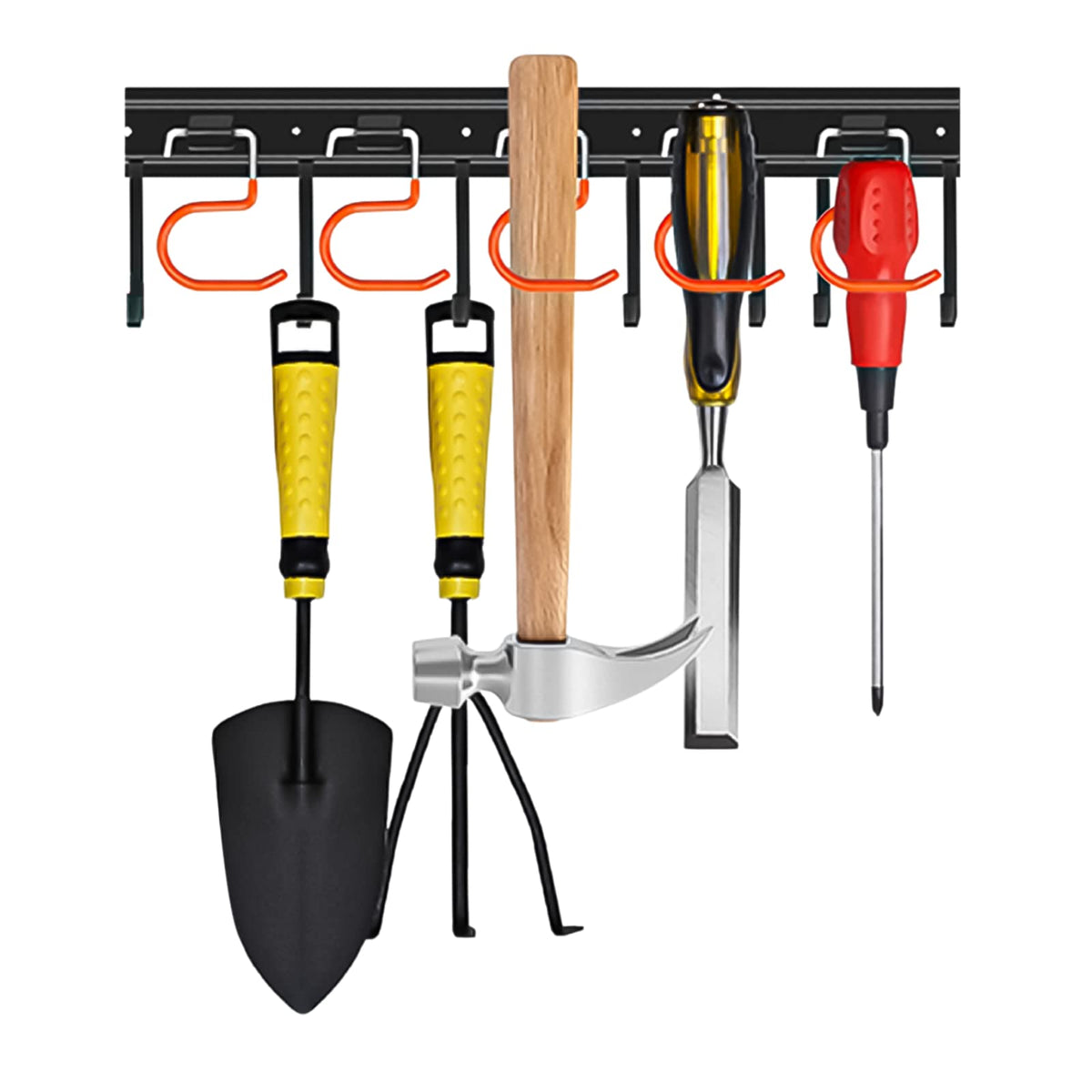 TVKB 17-inch all-metal garden tool organizer backboard with integrated hooks for sturdy storage.