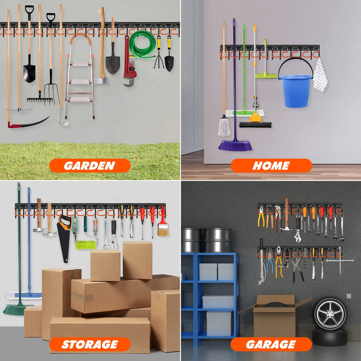 TVKB garage wall storage in use shows compact, accessible tool organization.